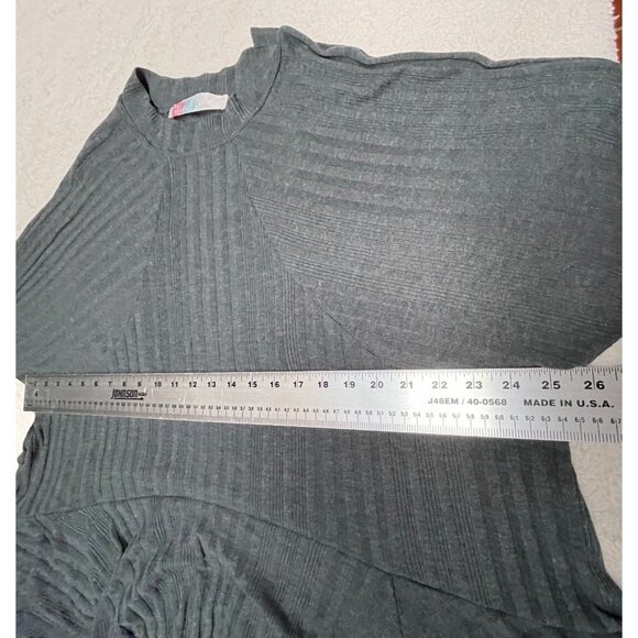 FP Beach Womens Size Large Mock Neck Sweet Rose Tunic Top 3/4 Sleeve Ruffle Gray - Picture 7 of 9